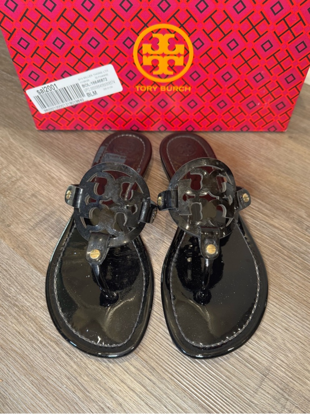 Tory Burch Miller Logo Perfect Black Sandals